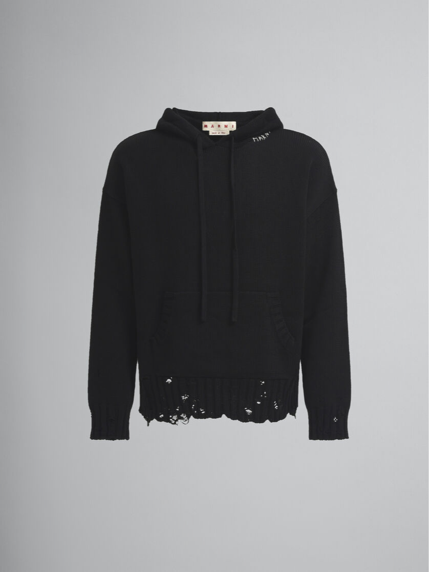 MARNI BLACK dishevelled cotton hoodie